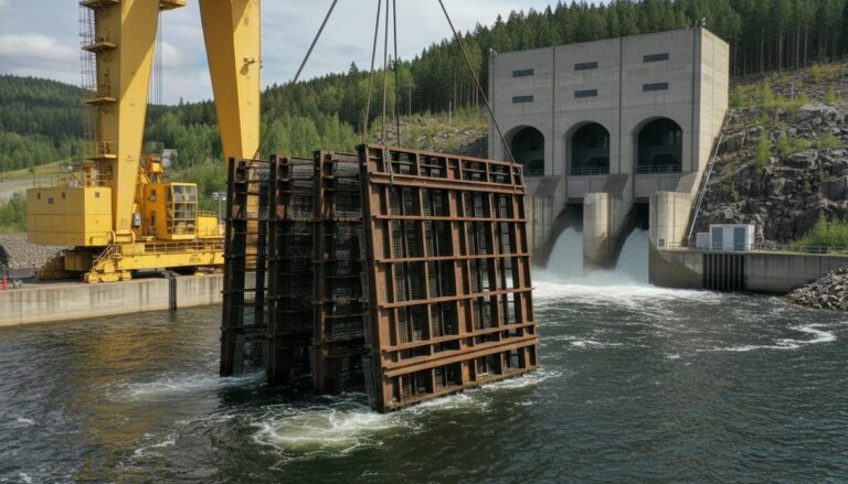 Модернизация ГЭС «Треваллин»: монтаж решетки без осушения озера